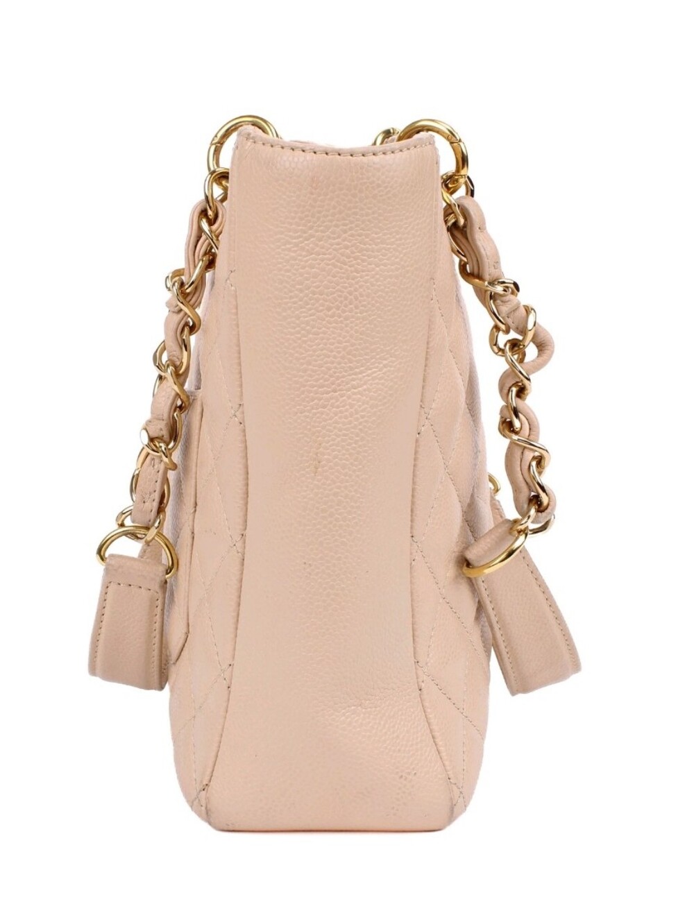 CHANEL Bag Chain Tote Grained Caviar Logo "CC" Bag Calfskin Beige/Blush Gold HRW - Picture 3 of 14